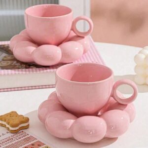Ceramic Coffee Cup And Saucer Set With Sunflower Coaster