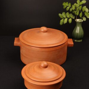 Handmade Unglazed Clay Pot with Lid