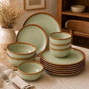 14 Pieces Ceramic Dishwasher and Microwave Safe Dinner Set