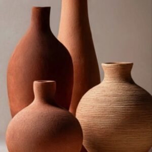4 pcs clay vase set